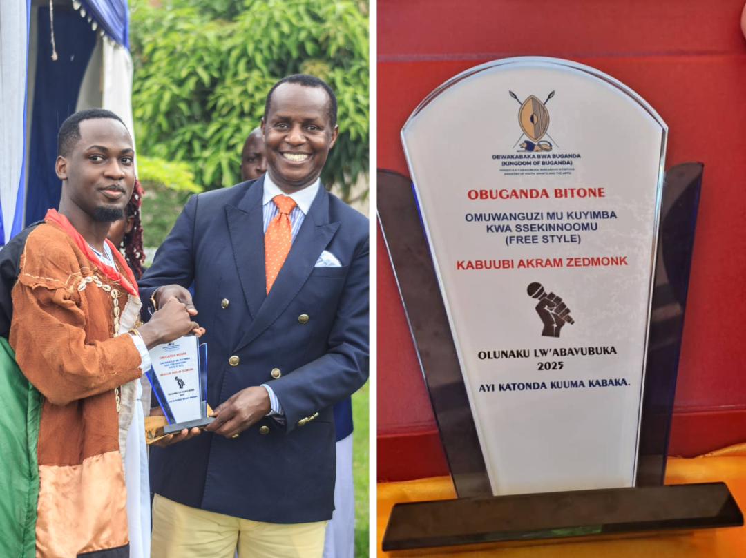 Zedmonk Ssabatontomi wins Best Freestyler award at Buganda Youth Day 2025, praised by royal family for cultural hip-hop fusion.